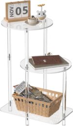 Acrylic Round Side Table - 3 Tiers Step End Table - Clear Nightstand Small Bedside Table Accent Entryway Table - Image 2