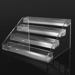 12" Acrylic Riser Display Stands - 4 Tier Clear Acrylic Display Shelf, Double Sided Usable