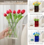Clear Book Flower Vase - Floral Bookshelf Decor, Acrylic Flower Holder - Image 3