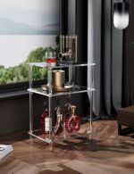 Acrylic Side Table Clear 3-Tier End Table for Living Room - Image 2