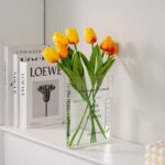 Clear Book Flower Vase - Floral Bookshelf Decor, Acrylic Flower Holder