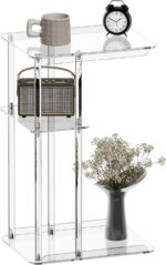 Clear Acrylic Side Table | C Shaped End Table for Sofa | Small Snack Tables for Living Room - Image 3