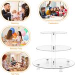 Acrylic Cupcake Stand, Clear Dessert Tower Holder Display with Base for Wedding, Party, Baby Shower, 3 Tier Round - Image 3