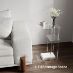 Clear Acrylic Side Table | C Shaped End Table for Sofa | Small Snack Tables for Living Room