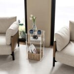 Acrylic Side Table for Small Spaces | Home Accent End Table for Living Room, Bedroom, 3-Tier