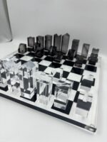 Luxury Chess Board In Highly Polished Acrylic With Black & Clear Check - Image 4