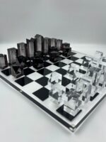Luxury Chess Board In Highly Polished Acrylic With Black & Clear Check - Image 7