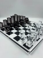 Luxury Chess Board In Highly Polished Acrylic With Black & Clear Check - Image 7